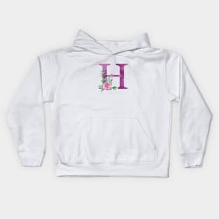 Floral Monogram H Beautiful Rose Bouquet Kids Hoodie